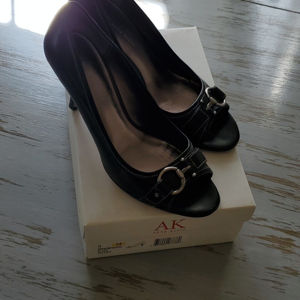 Black Open Toe Anne Klein Heels
